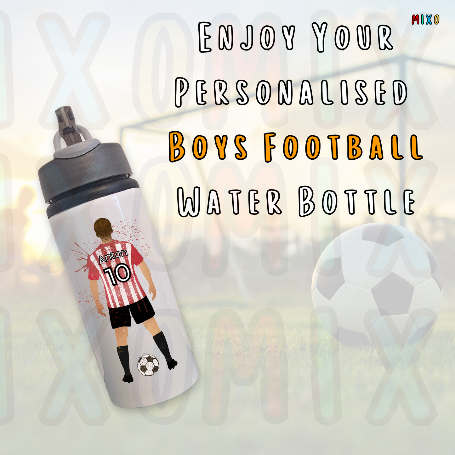 Personalised Boys Football Water Bottle