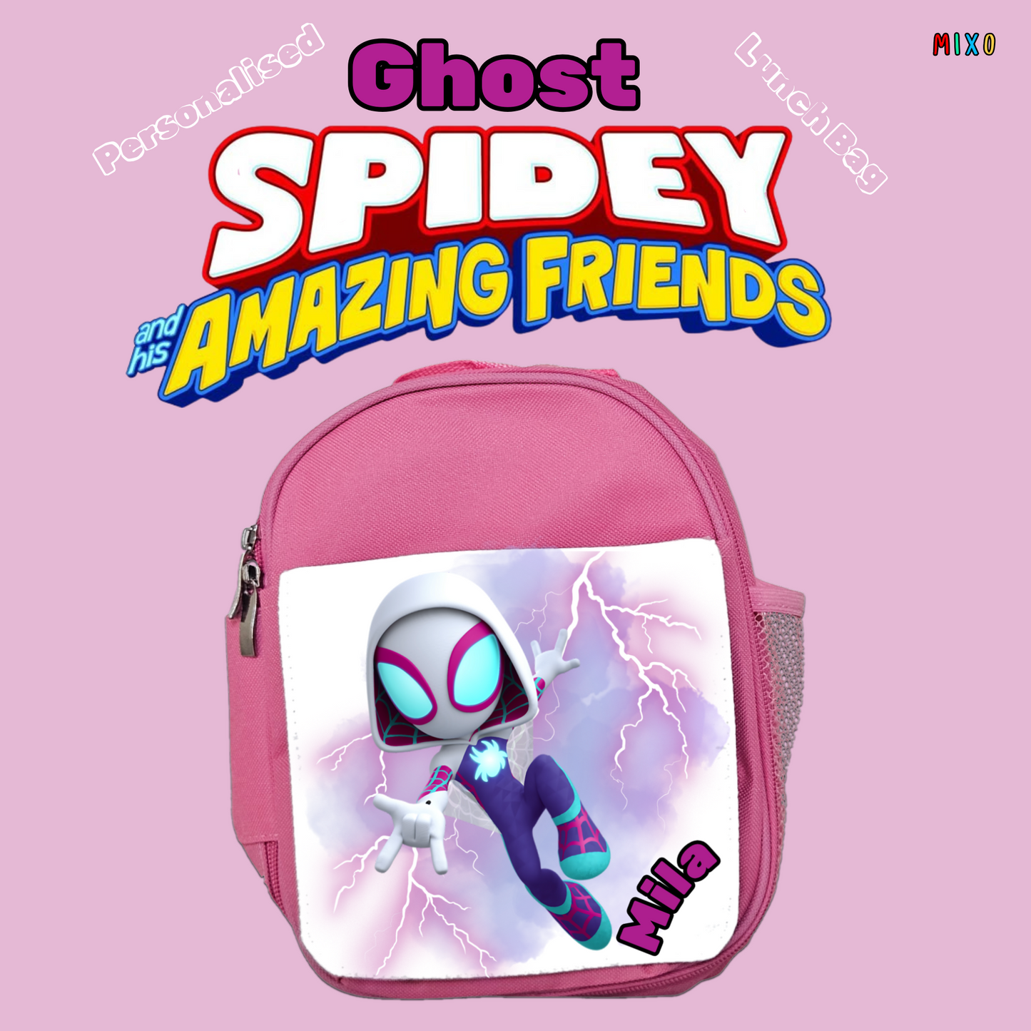 Personalised Ghost-Spider Lunch Bag – Spidey and His Amazing Friends