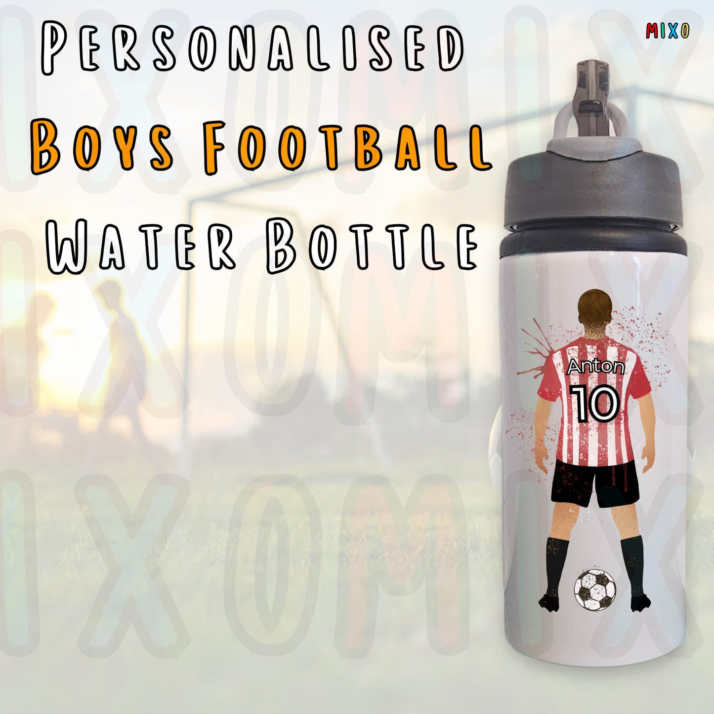Personalised Boys Football Water Bottle
