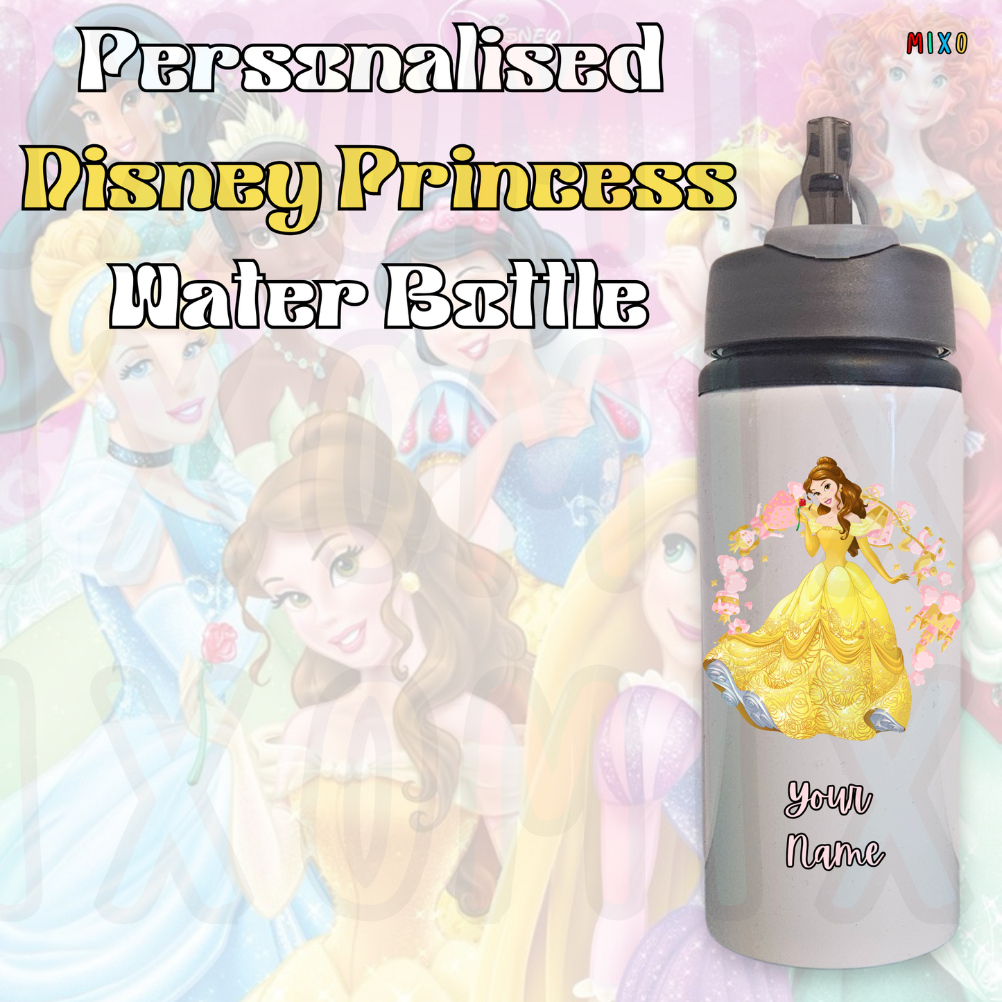 Personalised 650ml Disney Princess Water Bottle
