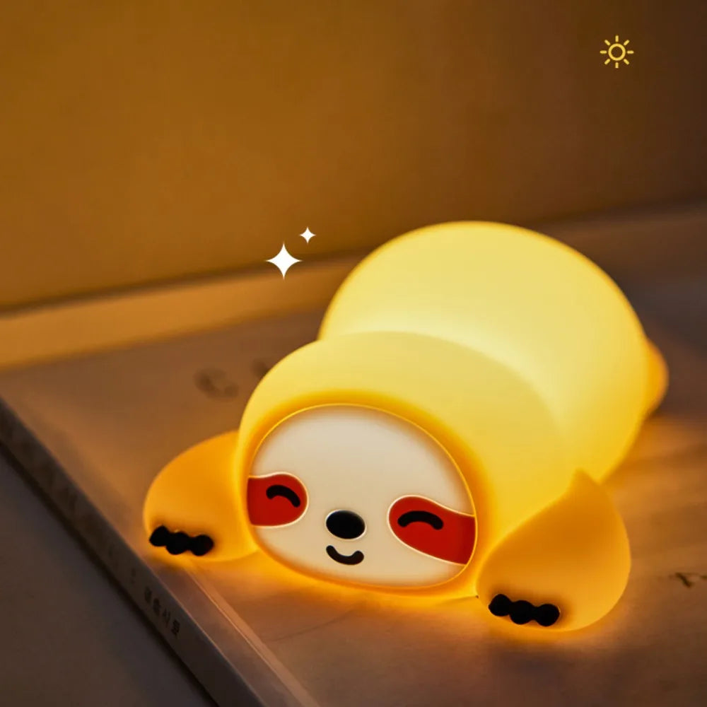 Silicone Fox & Rabbit Nursery Night Light, Dimmable, Rechargeable Kids Bedside Lamp with Soft Glow & Touch Sensor