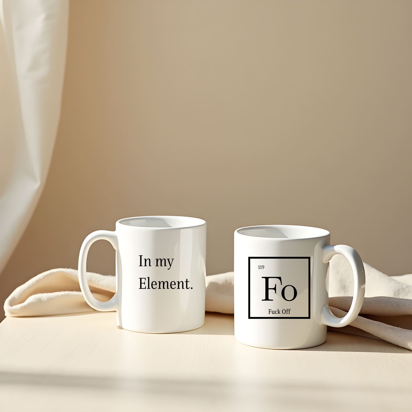 11oz Ceramic Rude Funny Mug, "In My Element" Periodic Table Mug, Novelty Gift, Perfect for Friends, Colleagues, Christmas, Birthdays or Office Secret Santa