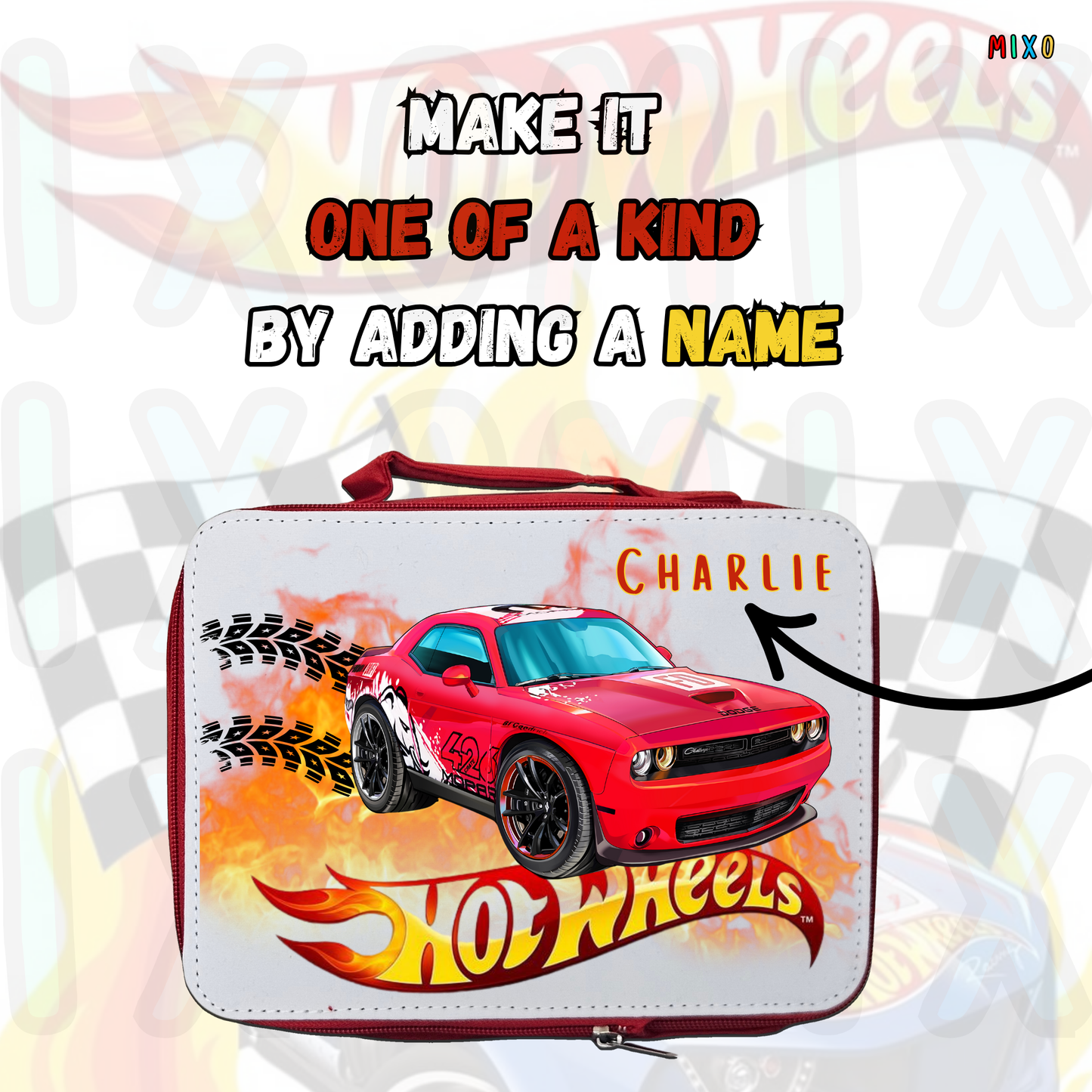 Personalised Hot Wheels Insulated Lunch Bag