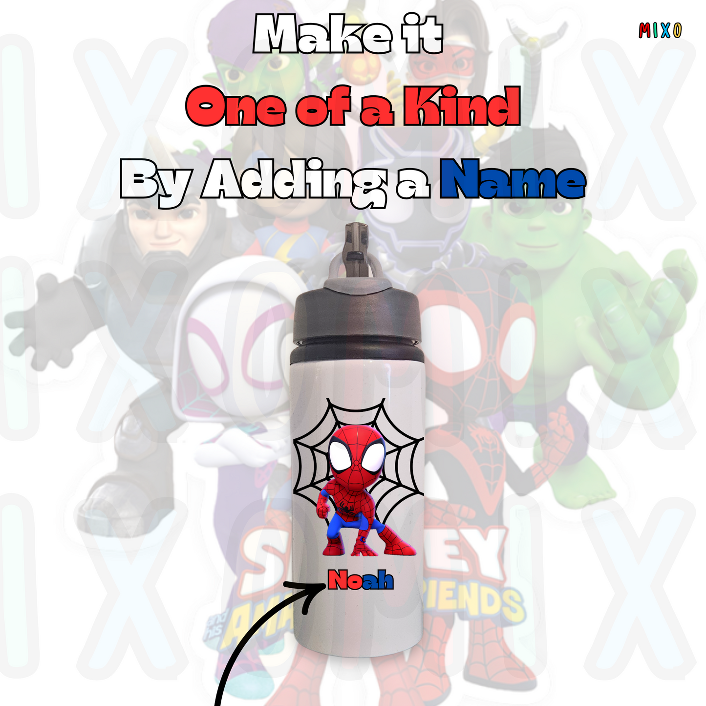 Personalised Spidey Amazing Friends Water Bottle