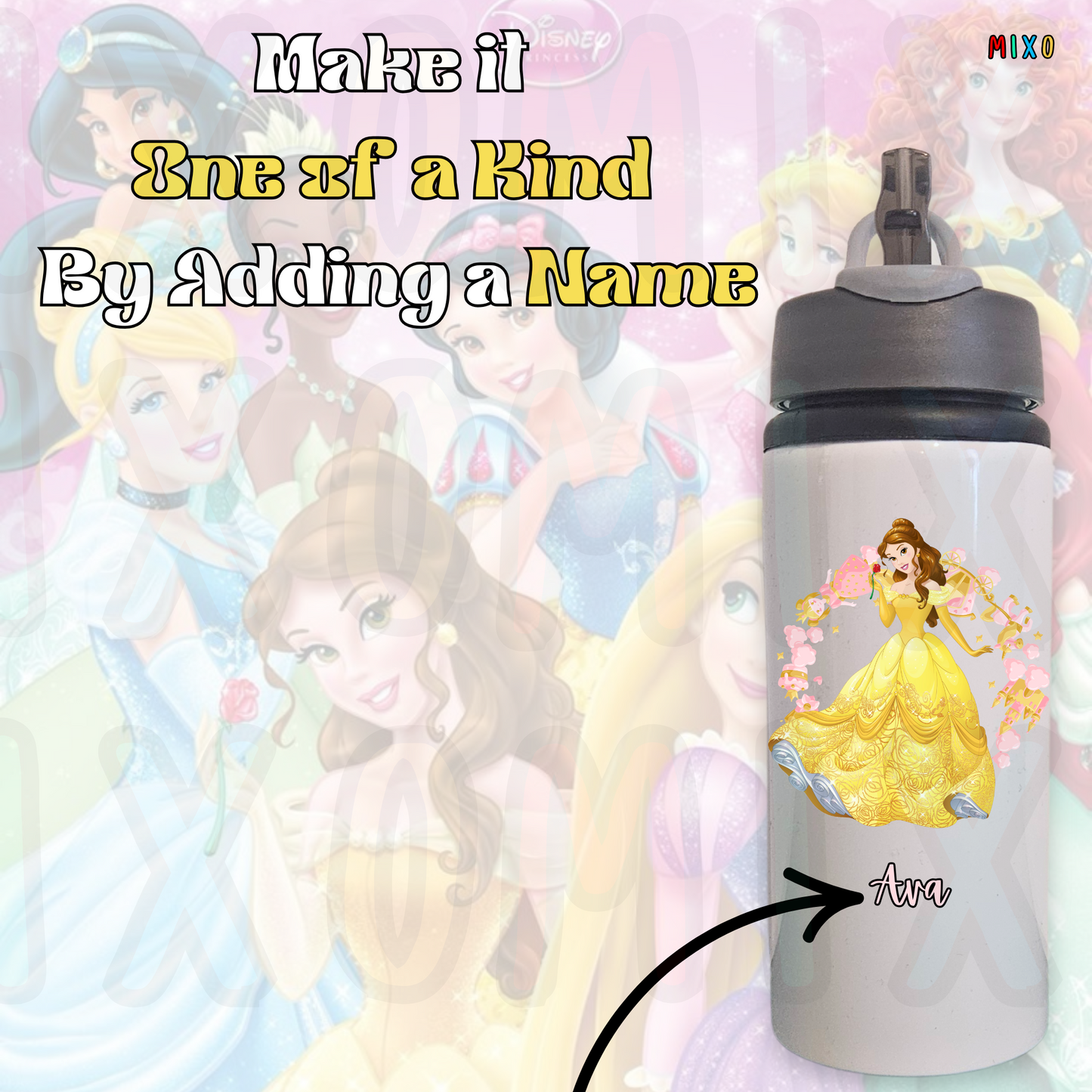 Personalised 650ml Disney Princess Water Bottle