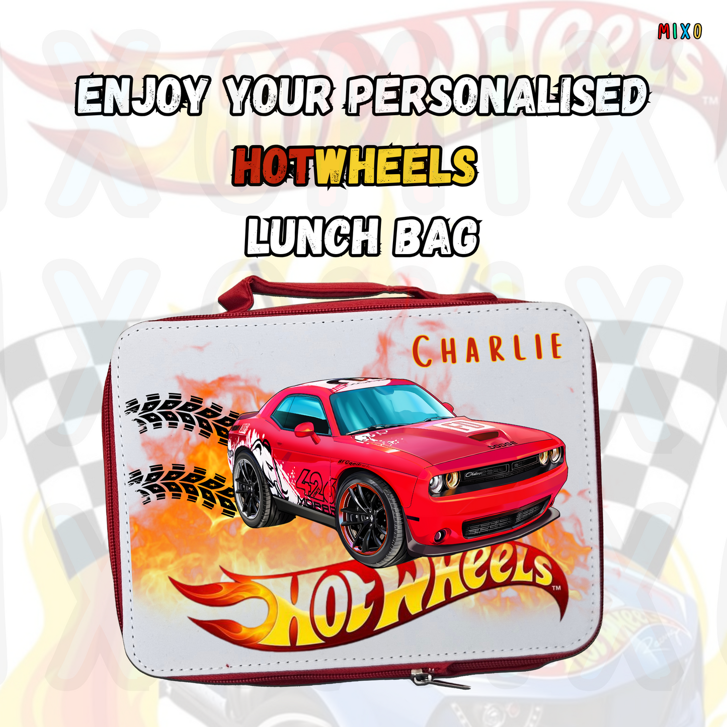 Personalised Hot Wheels Insulated Lunch Bag