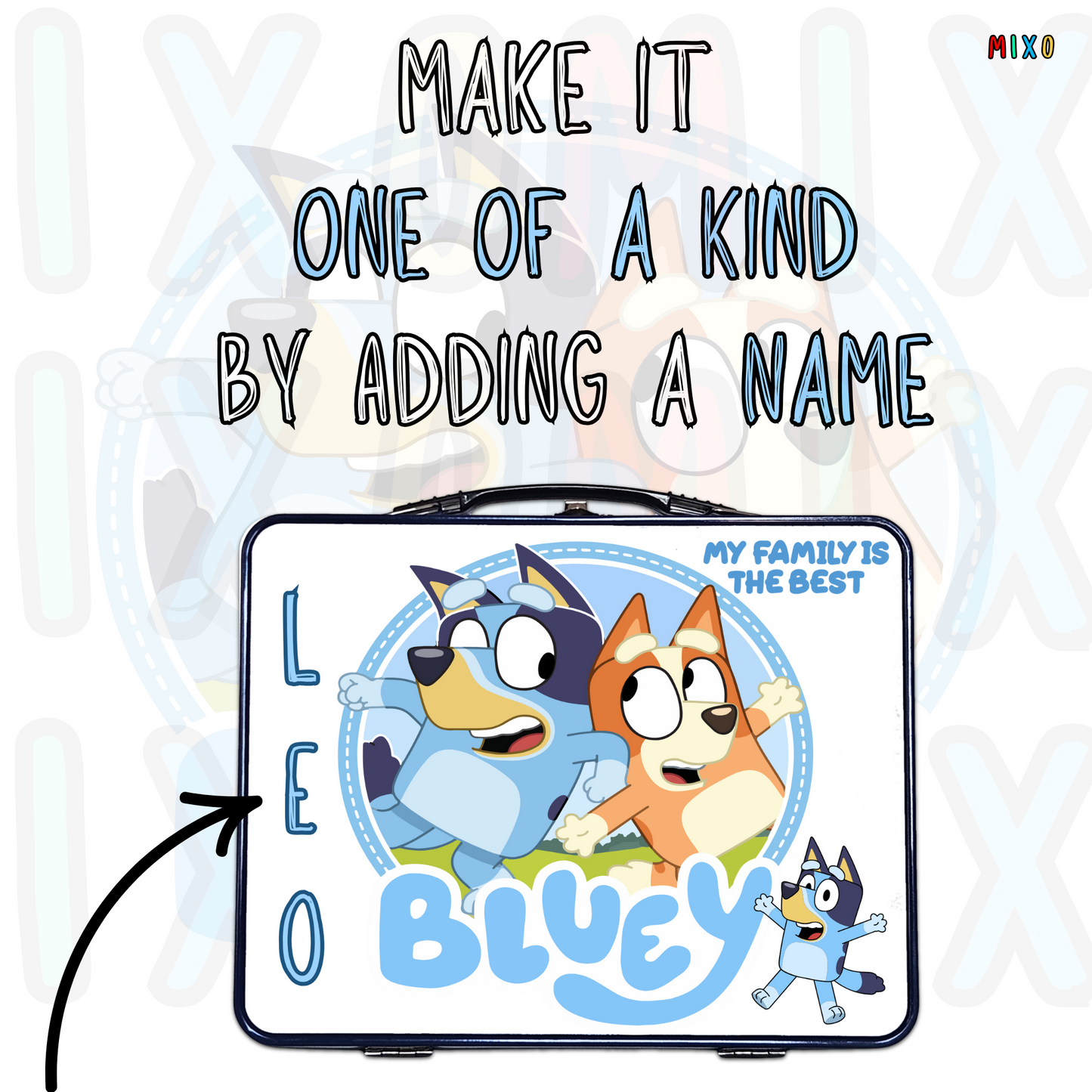 Personalised Bluey Metal Lunch Box – Blue, Silver, or Red