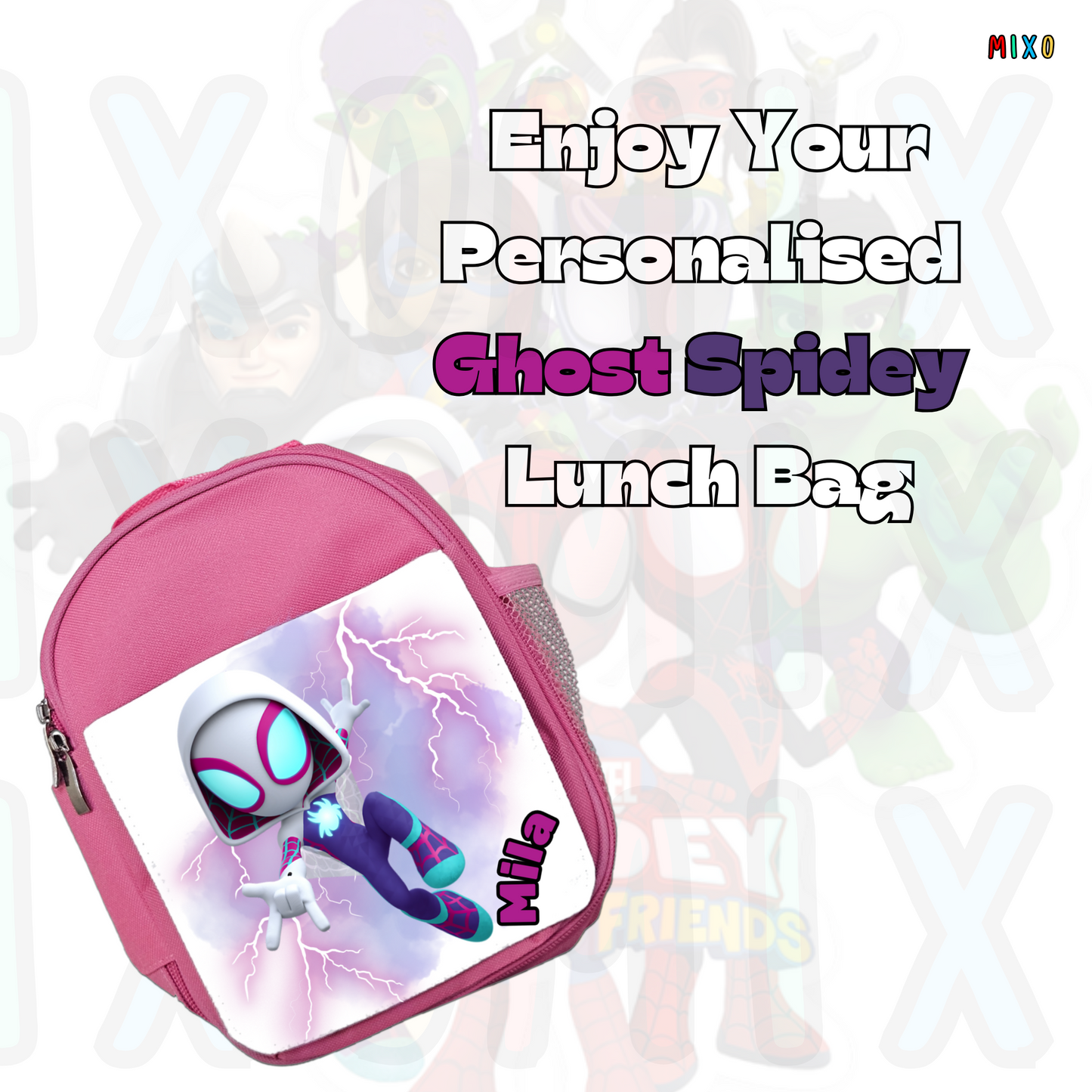 Personalised Ghost-Spider Lunch Bag – Spidey and His Amazing Friends