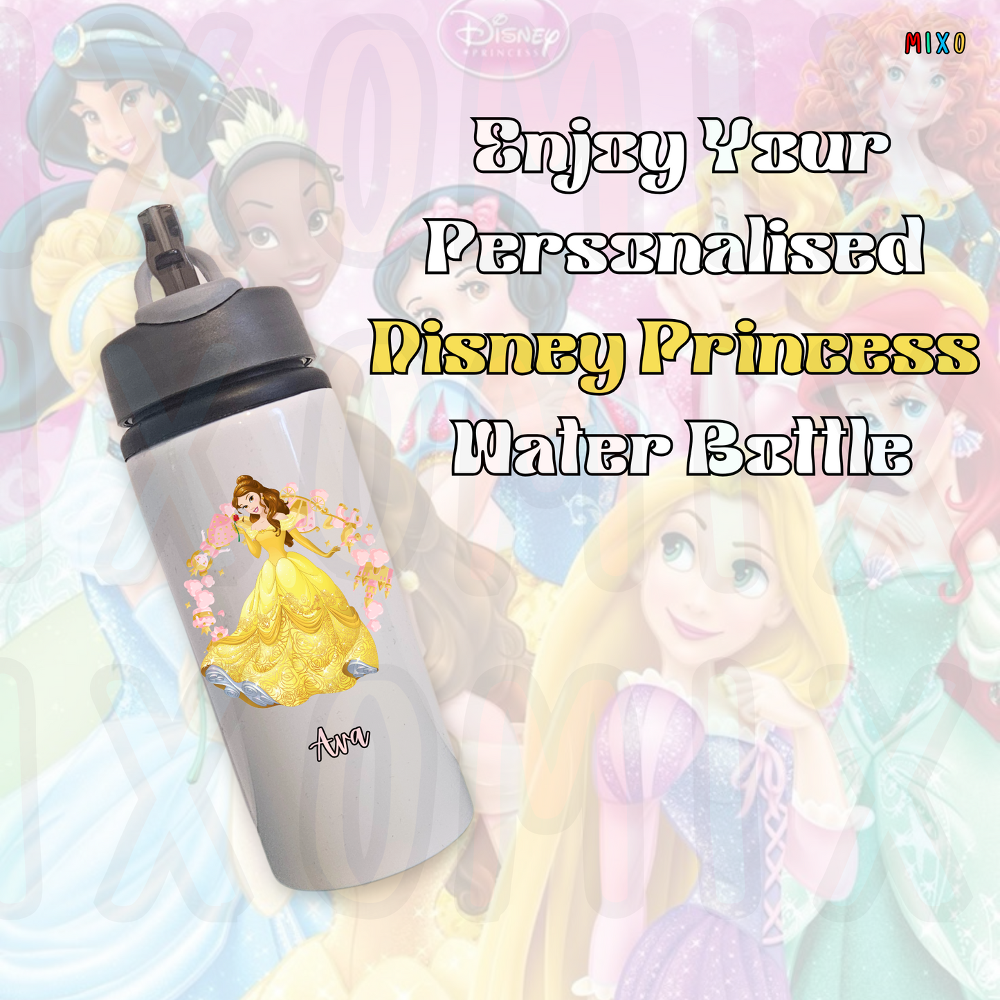 Personalised 650ml Disney Princess Water Bottle