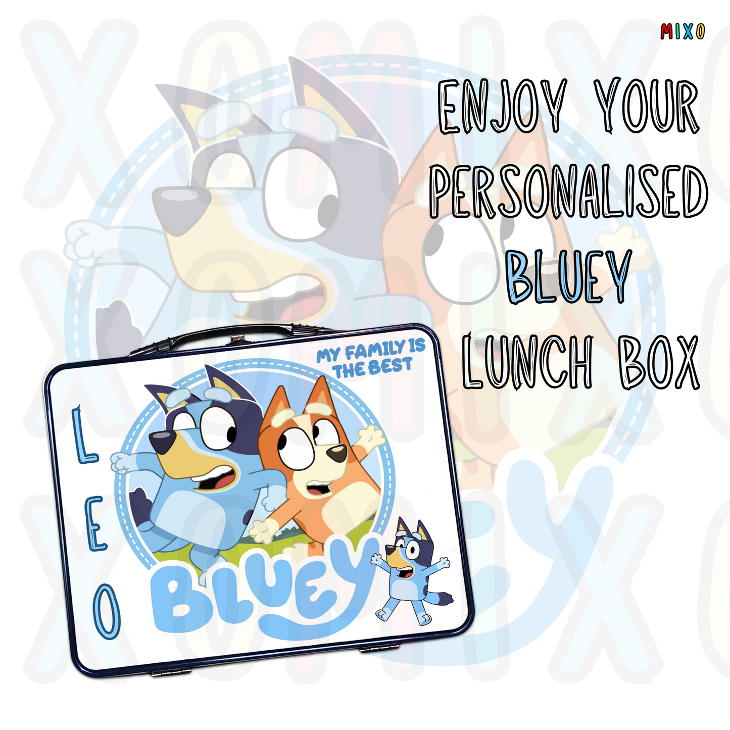 Personalised Bluey Metal Lunch Box – Blue, Silver, or Red