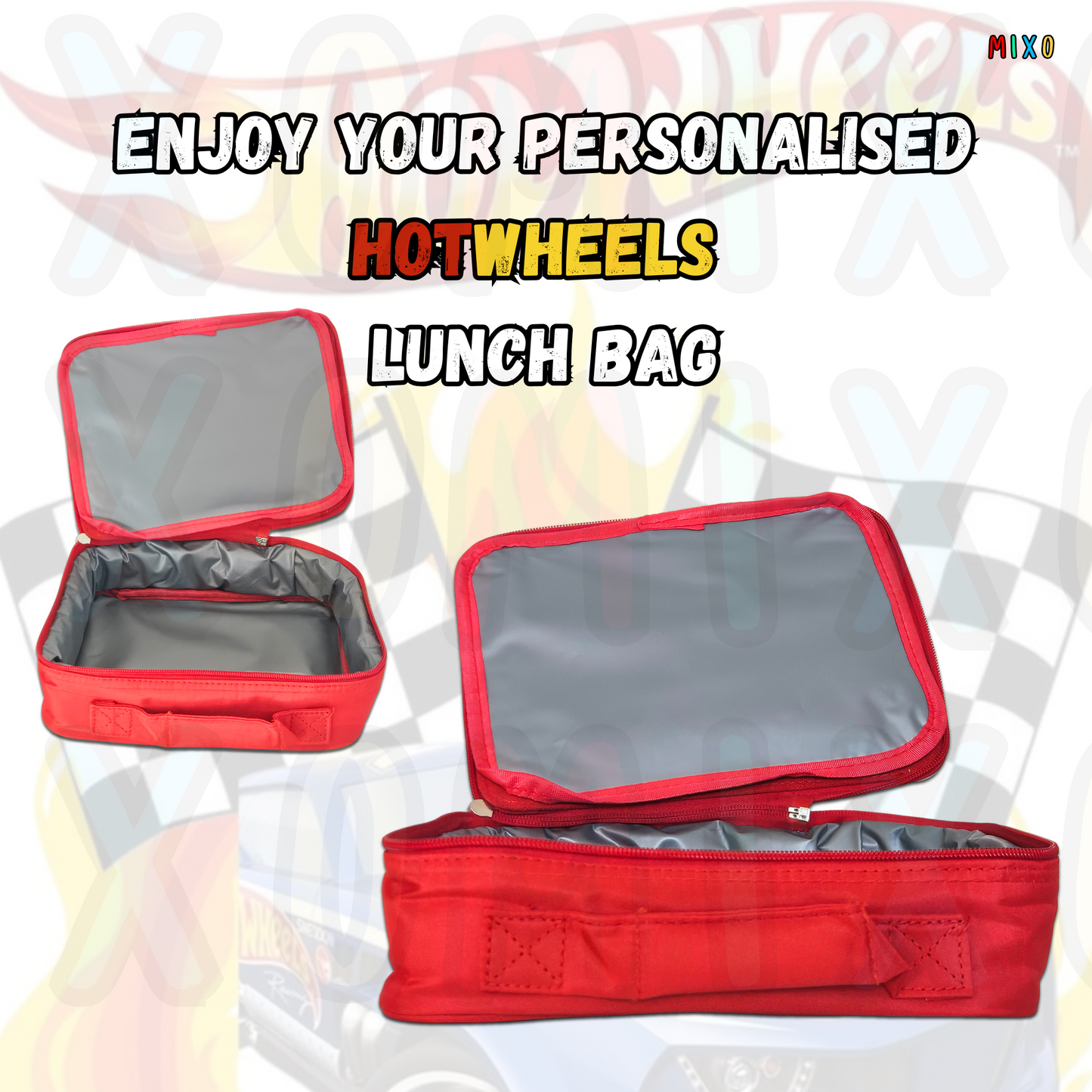 Personalised Hot Wheels Insulated Lunch Bag