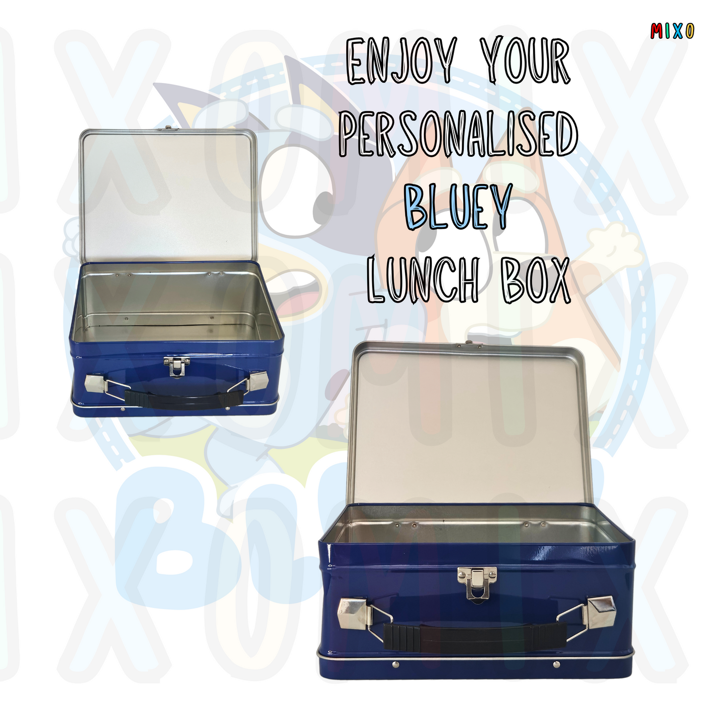 Personalised Bluey Metal Lunch Box – Blue, Silver, or Red