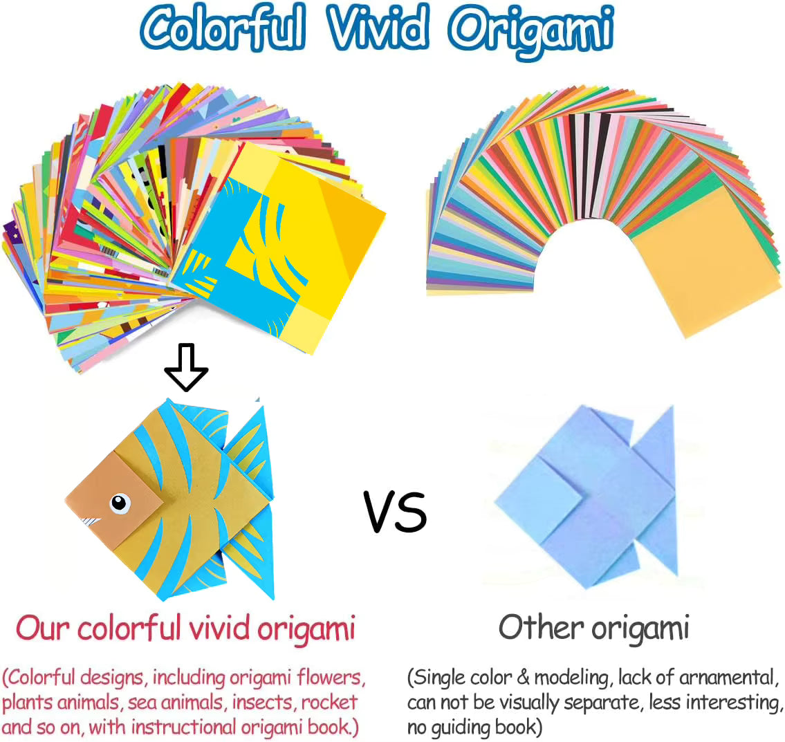 Origami Kit for Kids – 30/96 Sheets Paper Craft Set with Guide Book