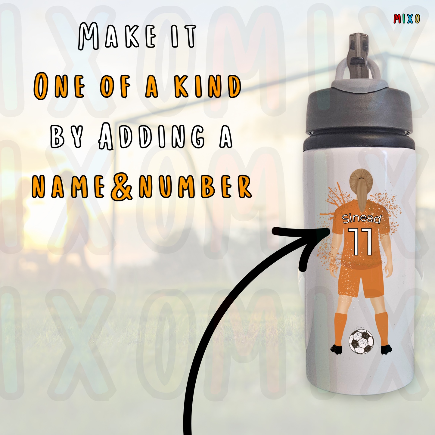 Personalised Girls Football Water Bottle