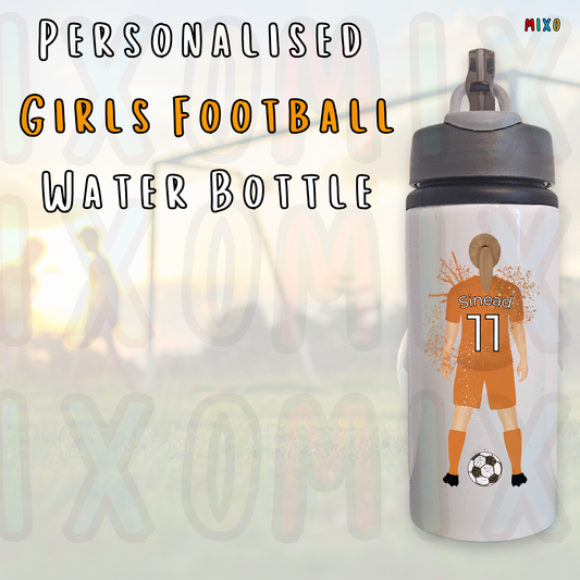Personalised Girls Football Water Bottle