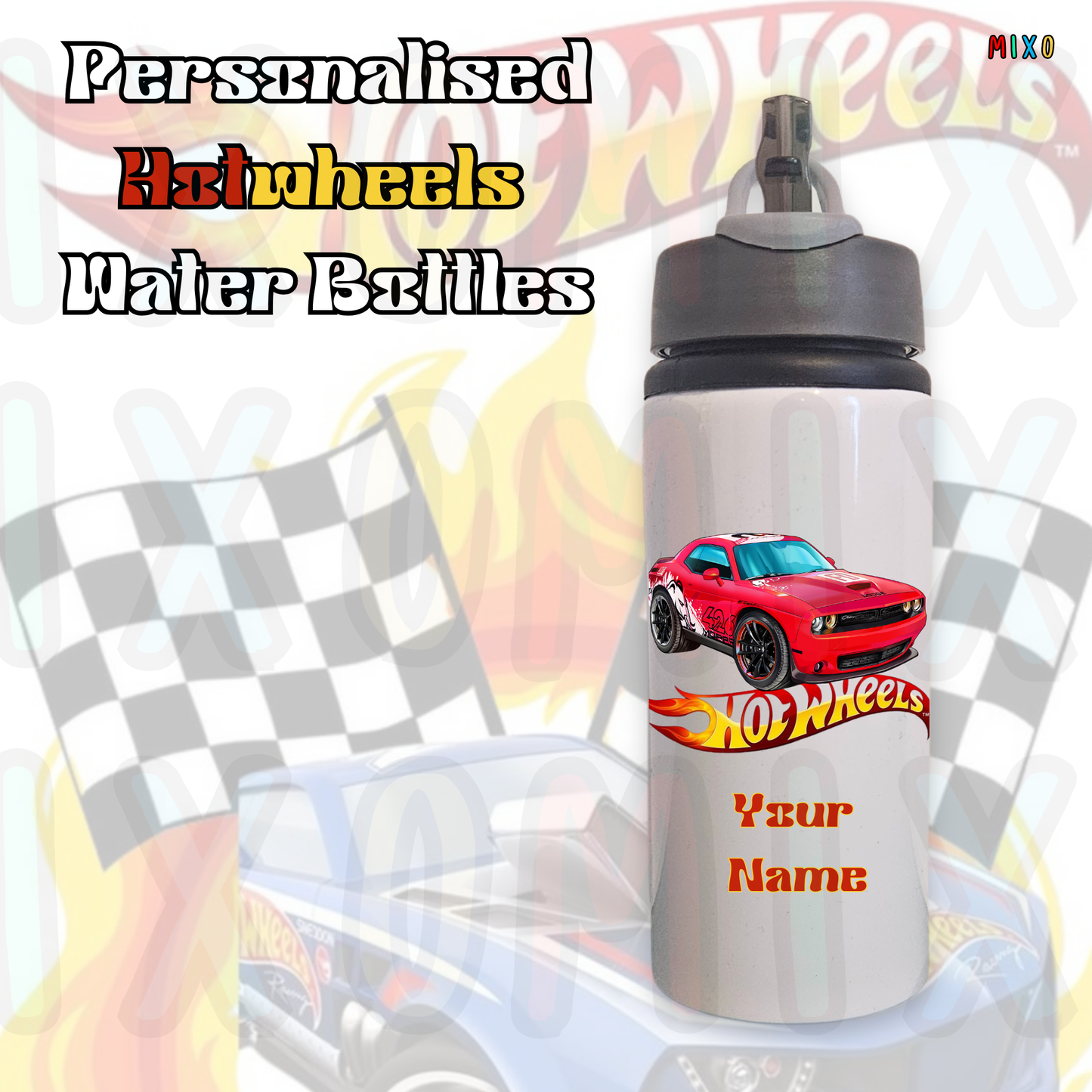 Personalised Hotwheels Water Bottle