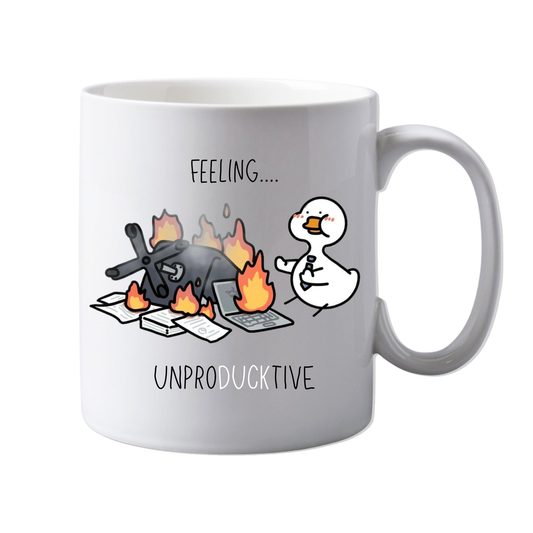 11oz Ceramic Funny, "Feeling Unproducktive" Duck mug, Novelty Gift, Perfect for Friends, Colleagues, Christmas, Birthdays or Office Secret Santa