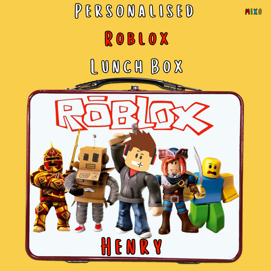 Personalised Roblox Metal Lunch Box – Red, Blue, or Silver