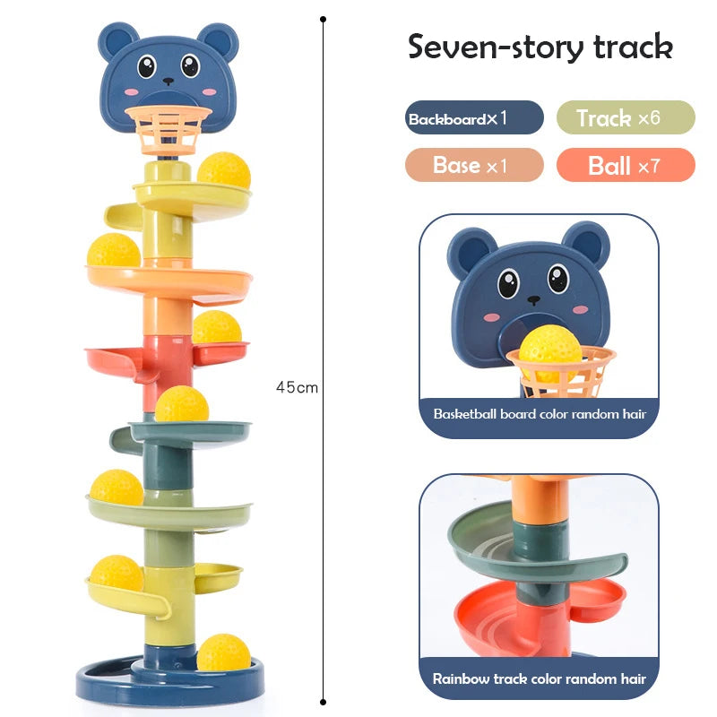 2–7 Layer Rolling Ball Tower – Educational Toddler Toy for 2–3 Year Olds