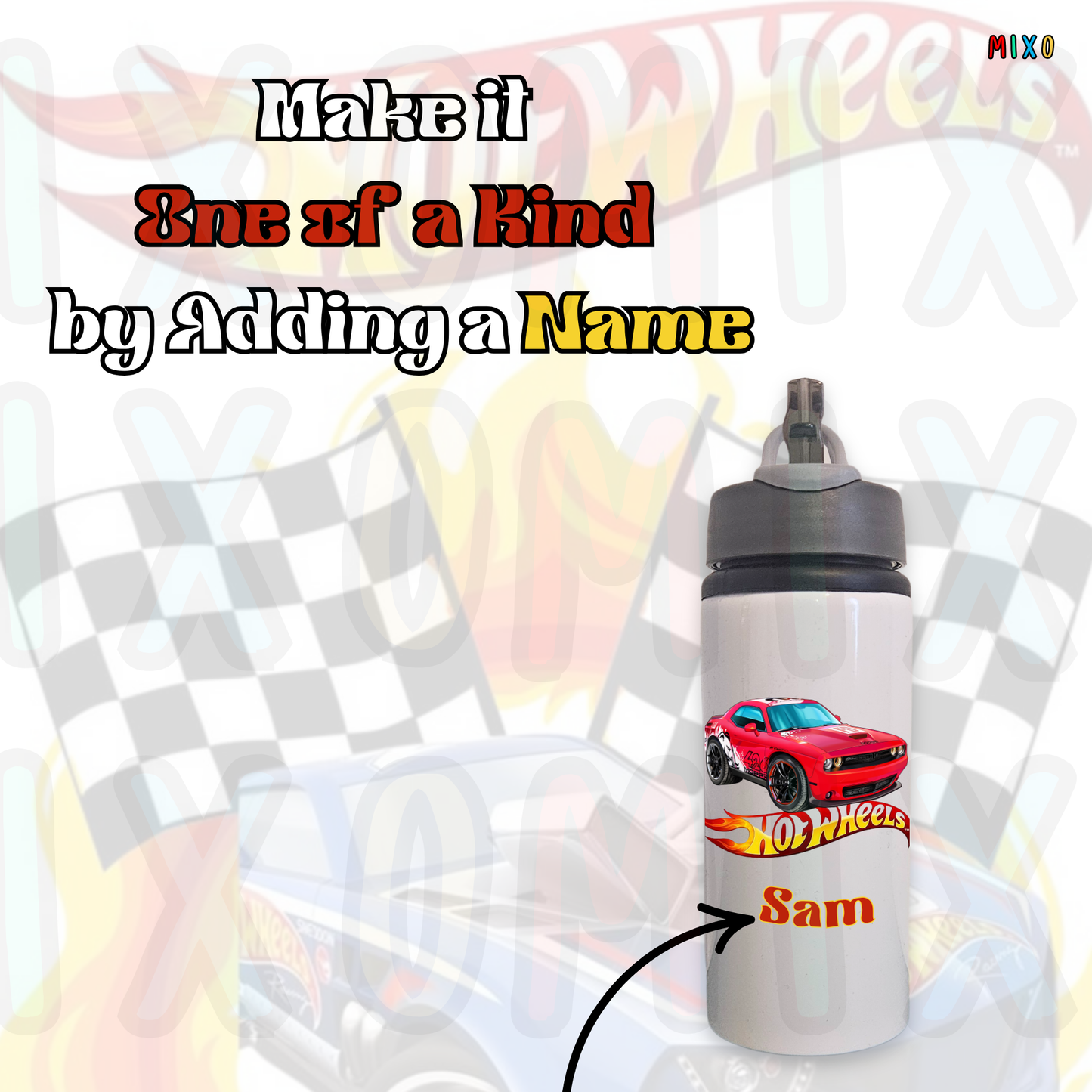 Personalised Hotwheels Water Bottle