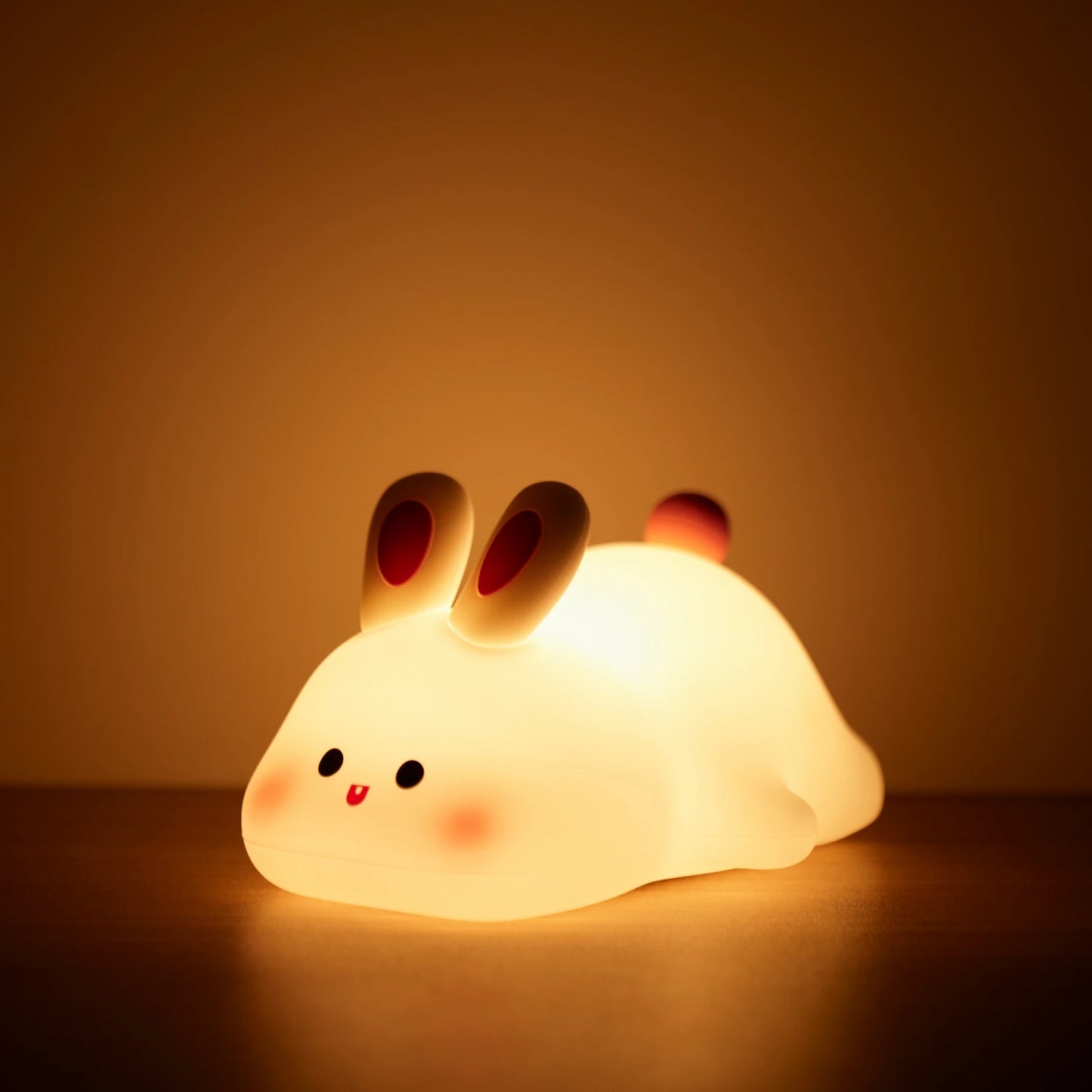 Silicone Fox & Rabbit Nursery Night Light, Dimmable, Rechargeable Kids Bedside Lamp with Soft Glow & Touch Sensor