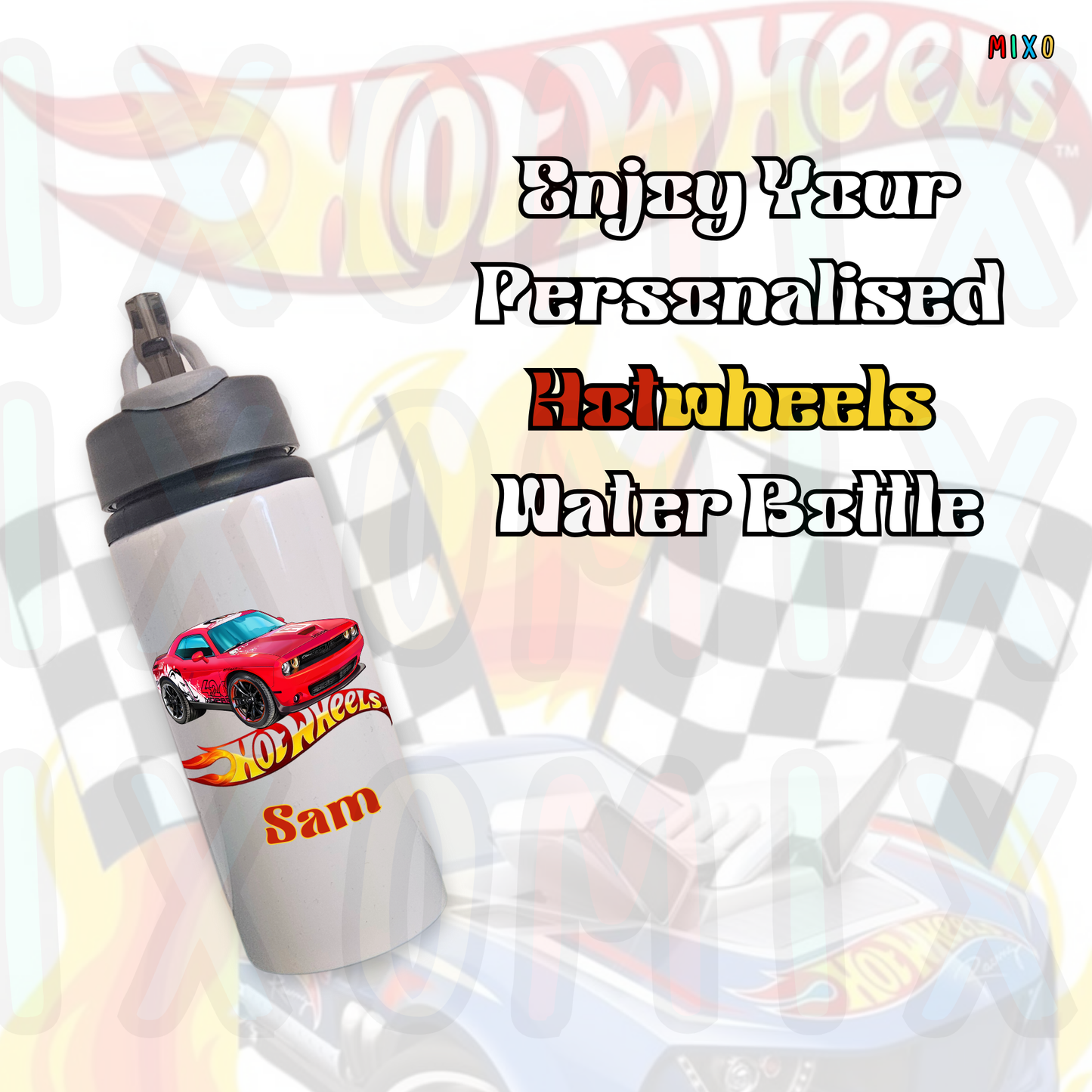 Personalised Hotwheels Water Bottle