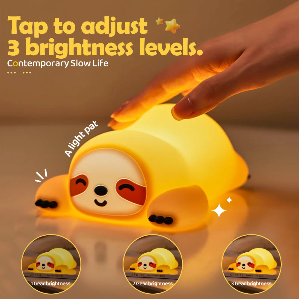 Silicone Fox & Rabbit Nursery Night Light, Dimmable, Rechargeable Kids Bedside Lamp with Soft Glow & Touch Sensor