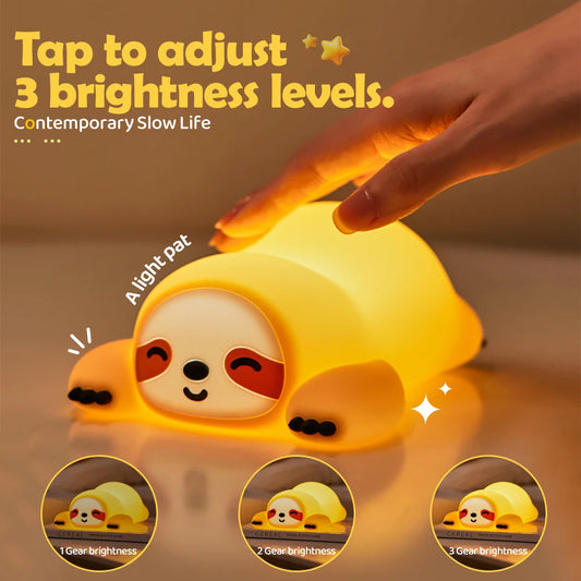 Silicone Fox & Rabbit Nursery Night Light, Dimmable, Rechargeable Kids Bedside Lamp with Soft Glow & Touch Sensor