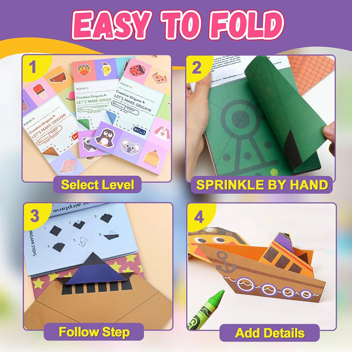 Origami Kit for Kids – 30/96 Sheets Paper Craft Set with Guide Book
