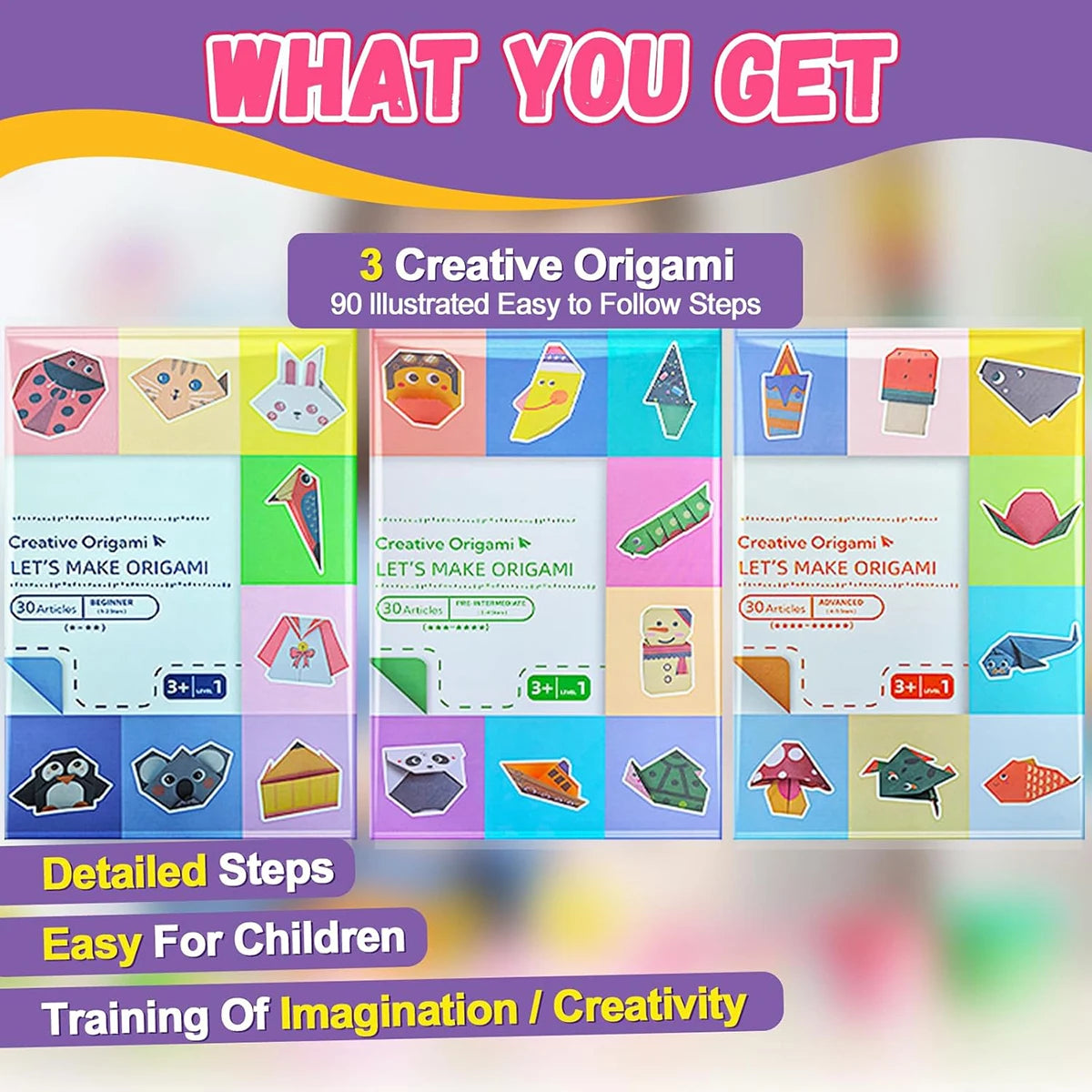 Origami Kit for Kids – 30/96 Sheets Paper Craft Set with Guide Book