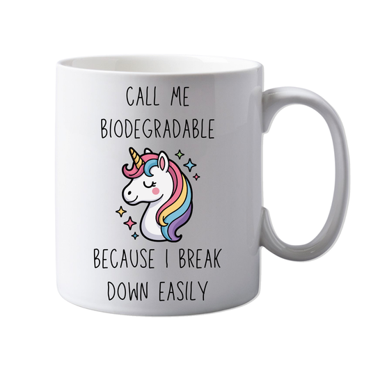 11oz Ceramic Funny, "Biodegradable" Neurodiverse Best friend, Breakdown Mug, Grown up, Office Mug,  Novelty Gift, Perfect for Friends, Colleagues, Christmas, Birthdays or Office Secret Santa