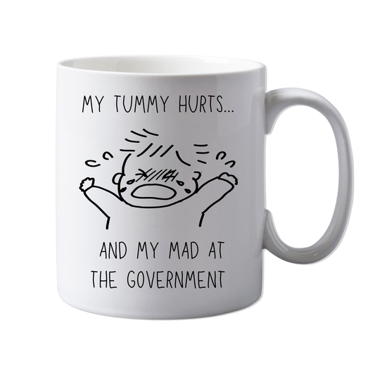 11oz Ceramic Funny, "Tummy Hurts" Neurodiverse, Grown up, Office Mug,  Novelty Gift, Perfect for Friends, Colleagues, Christmas, Birthdays or Office Secret Santa