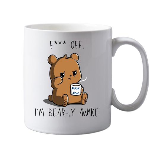 11oz Ceramic Funny, "Bear-ly Awake" Punny Bear, Grown up, Office Mug,  Novelty Gift, Perfect for Friends, Colleagues, Christmas, Birthdays or Office Secret Santa