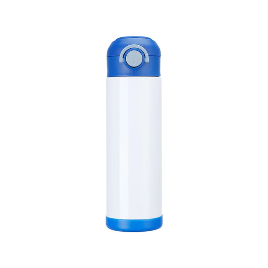 Kids 500ml Blue Sublimation Water Bottle with Straw