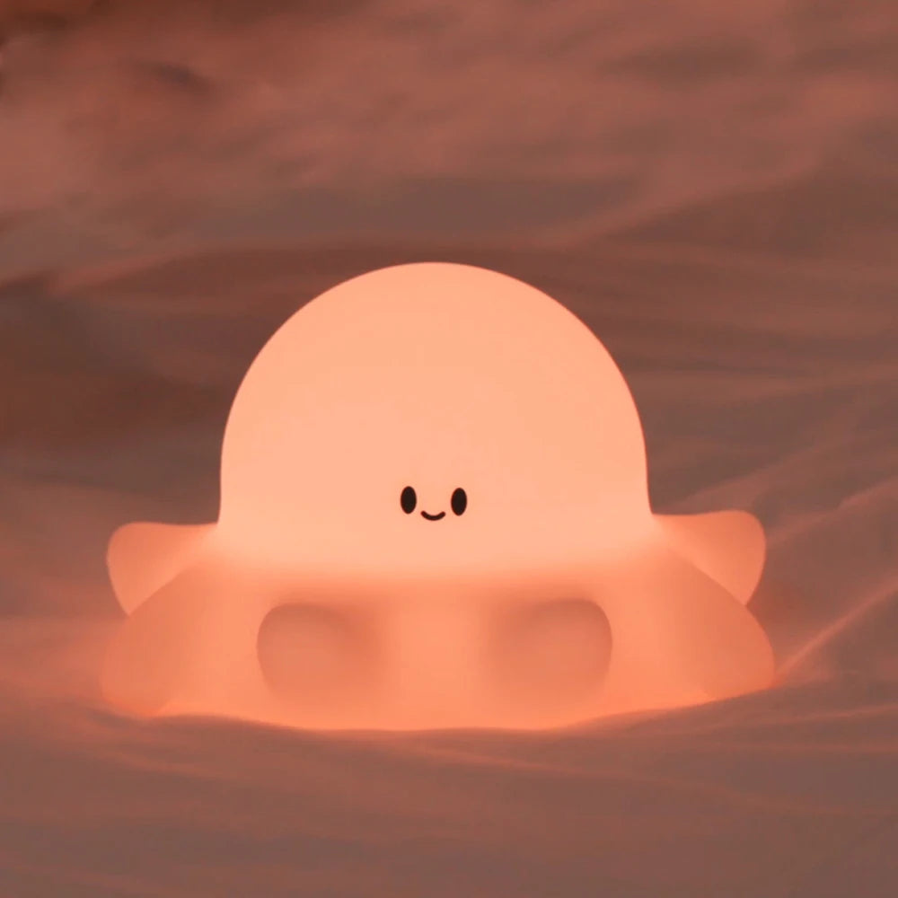 Silicone Fox & Rabbit Nursery Night Light, Dimmable, Rechargeable Kids Bedside Lamp with Soft Glow & Touch Sensor